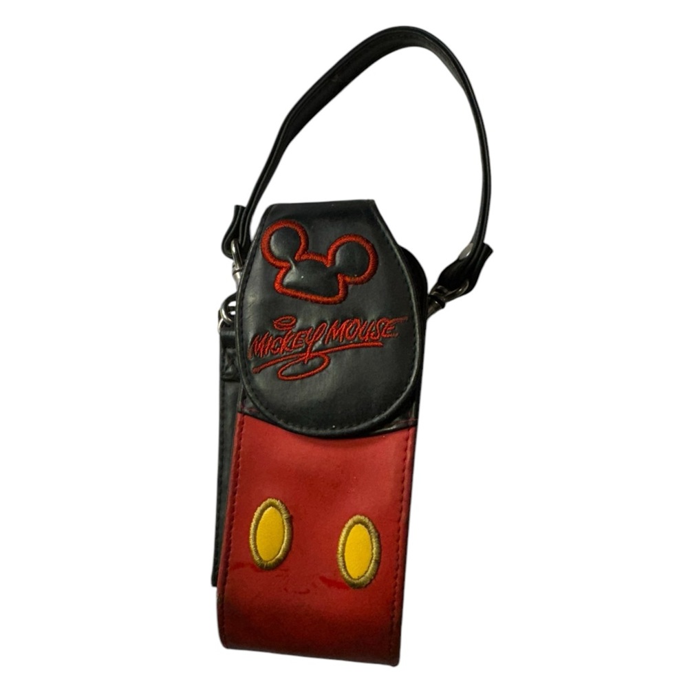 Mickey Mouse Disneyland Vintage Red Leather Cell Phone Case Wristlet Pouch